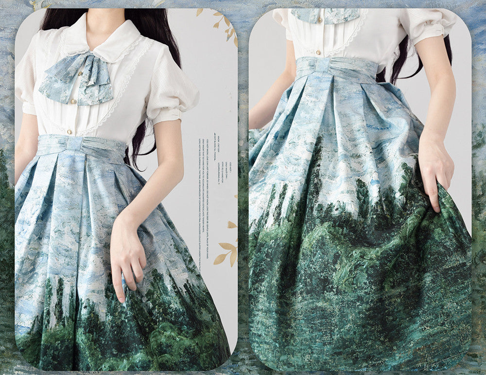 Forest Wardrobe - Daily Lolita SK - Retro Classic Monet Oil Painting SK Skirt