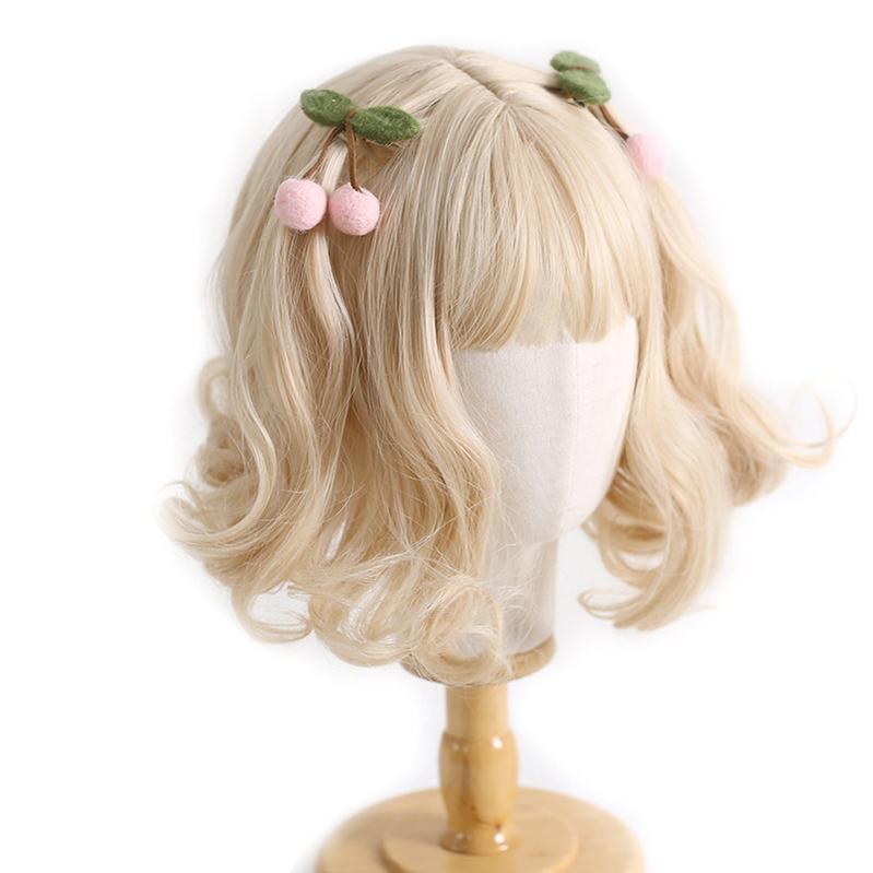 Xiaogui - Handmade Kawaii Wool Felt Cherry - Clips Headwear