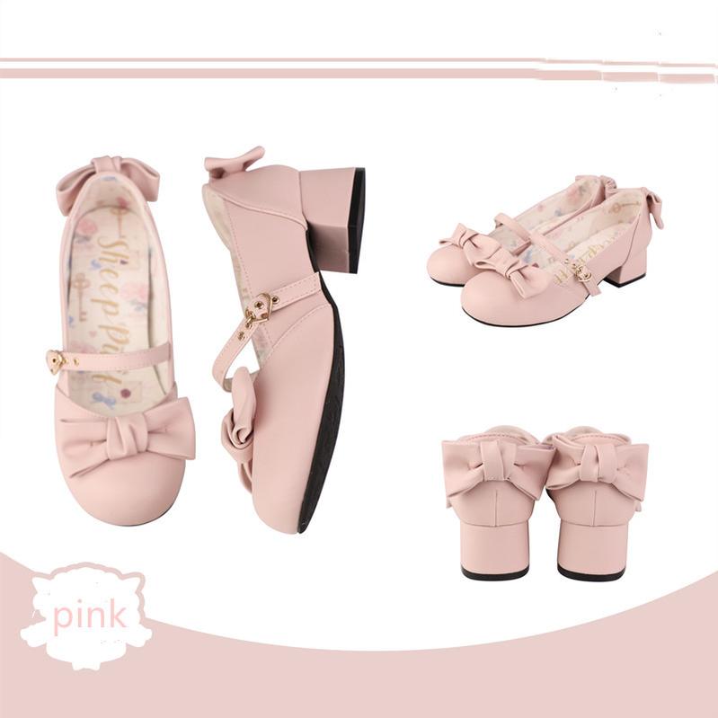 sheeppuff - Elegant Retro - Retro Lolita shoes with a square toe and heart-shaped buckle - product detail 2