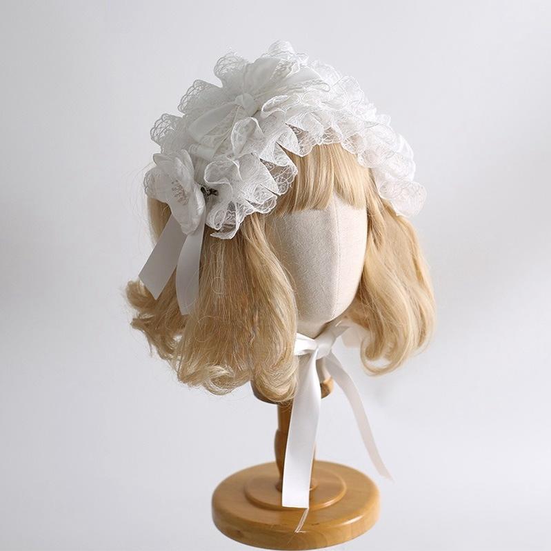 Xiaogui - Classic Lolita Lace Headdress Pure - White Lolita Head Accessory Headwear