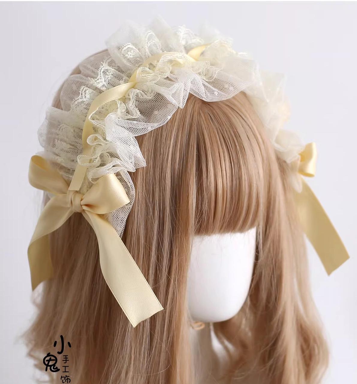 Xiaogui - Lace Lolita Hairband - 2-in1 Bunny Ear Hairband Headwear