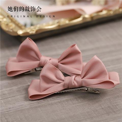 Lolita Hair Accessories Smoke Pink Bow Korean Pink KC Hairpin Hand Sleeve Hair Hoop Twin Rabbit Small Objects Lolita Headwear