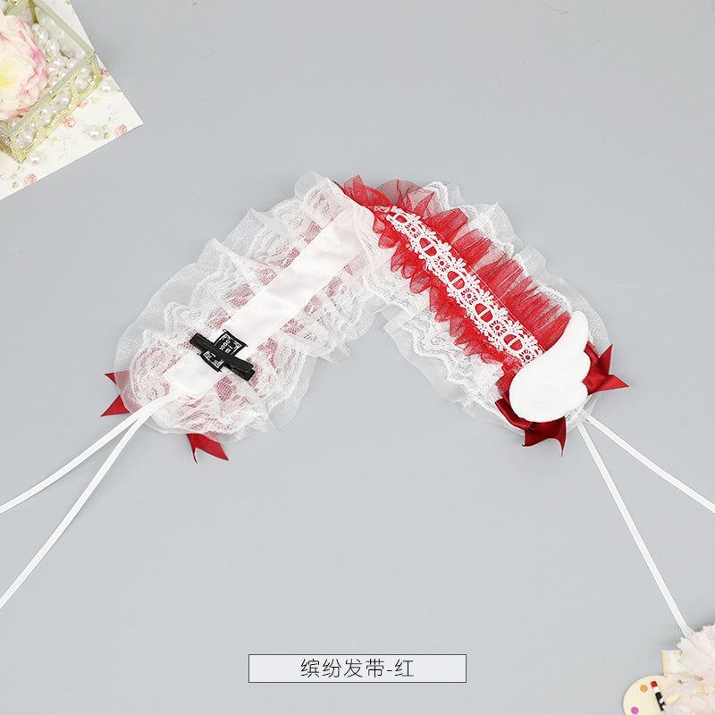 Handmade Lolita Bow Lace Hairband - Comic Exhibition Cosplay Hair Clips