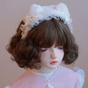 Original Handmade Plush Cat Ear Headband Lolita Japanese Korean Style Bow Headband