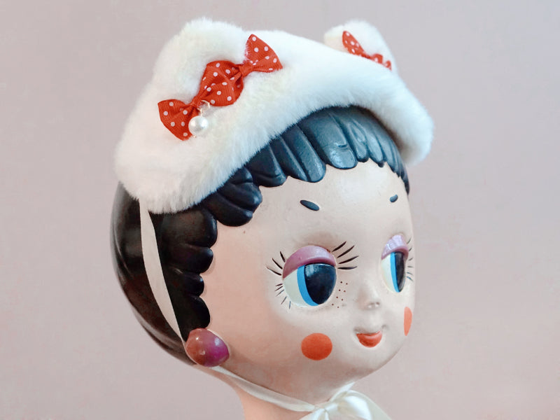 Original Handmade Bear Ear Bowknot Plush Headband Lolita Brown Japanese Korean Style