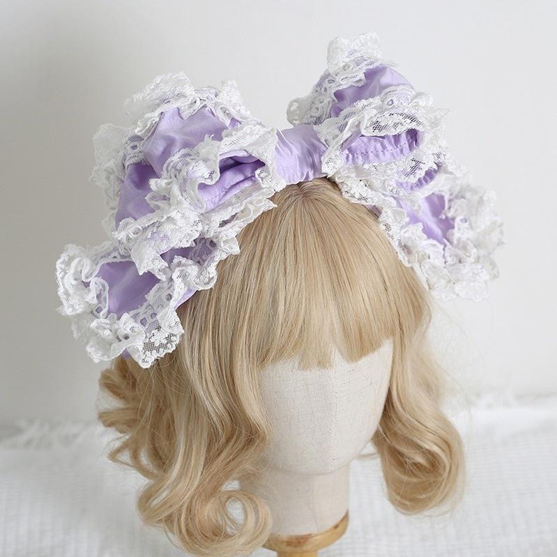Xiaogui - Sweet Lolita KC with Large Lace Bow - in Multiple Colors Headwear