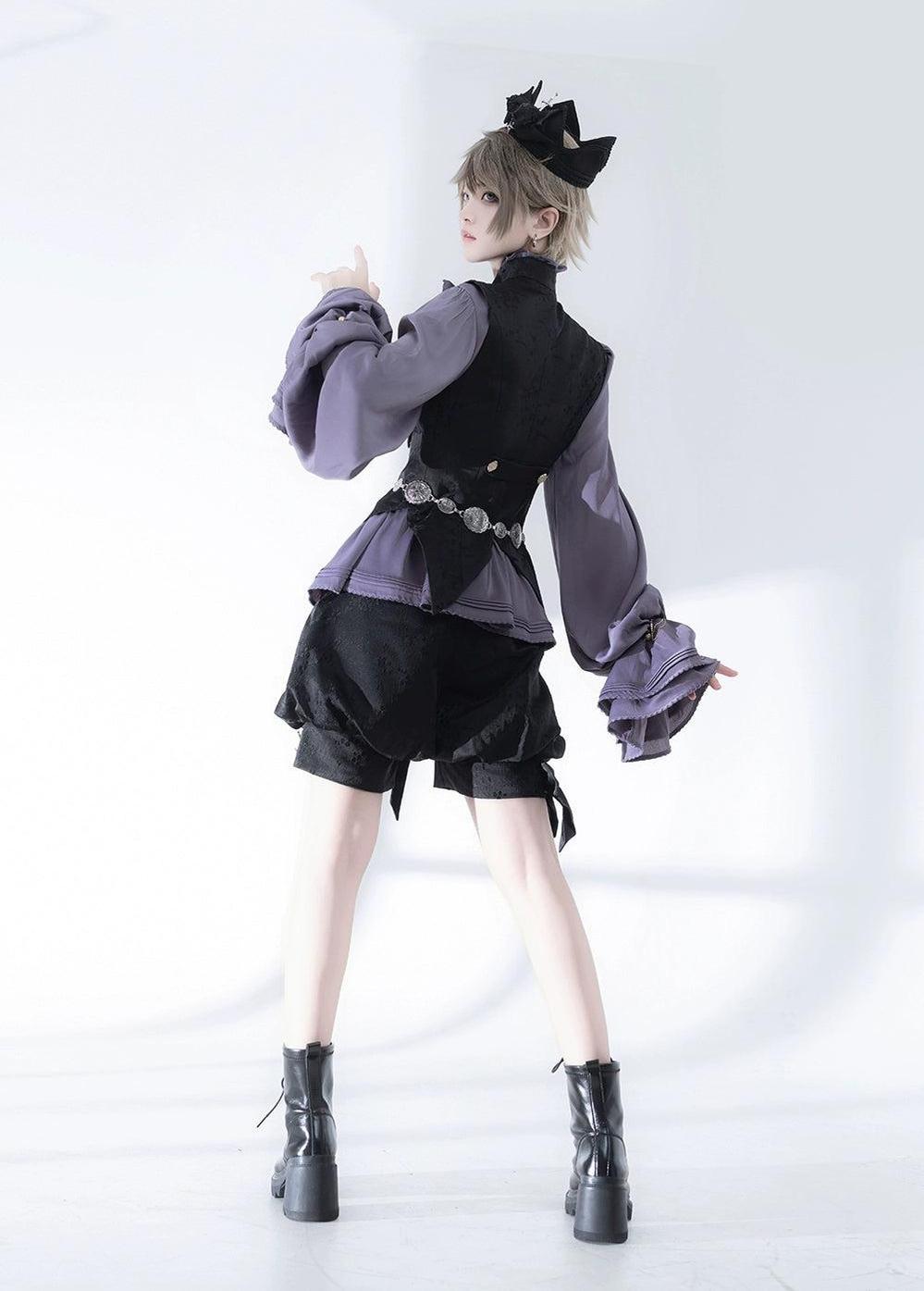 Princess Chronicles - Hunting Rabbit 2.0 - Ouji Lolita Retro Cool Purple Shirt & Shorts Set