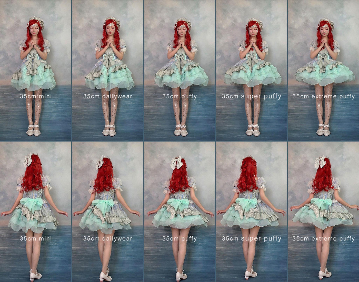Aurora&Ariel - Short A-Line Petticoat Collection - 35 cm short A-line petticoat with five volume levels and layered