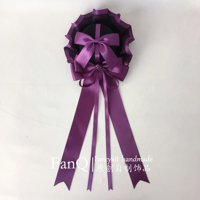 Black and purple Lolita Gothic doll rose hairband headwear featuring intricate floral details and a stylish hair clip design.