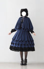 Dark Blue / S / Cape + Faux Fox Collar