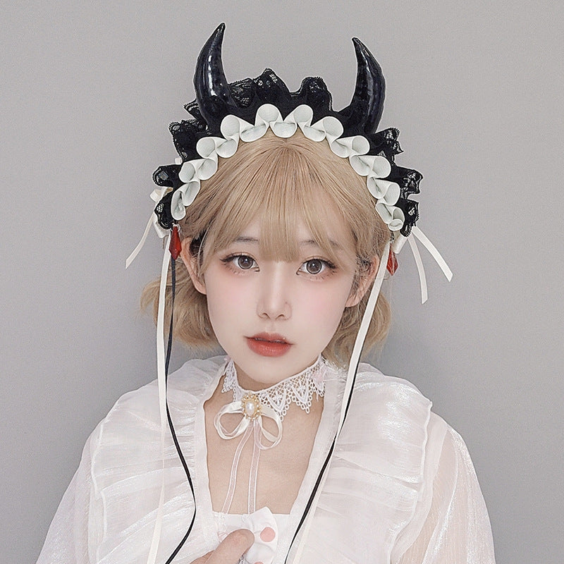 Halloween Lolita Gothic Luxurious Hairband Versatile Cosplay Headwear Japanese Style Girl Hair Accessories Dark Hair Clip - Lolita Fetch