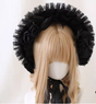 Einheitsgröße / Haube (schwarz + schwarze Blumenclips)