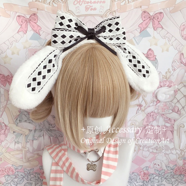 LolitaFetch cute lop ear rabbit bow KC headband with adorable bunny ears and sweet design, perfect for subculture fashion and Lolita style.