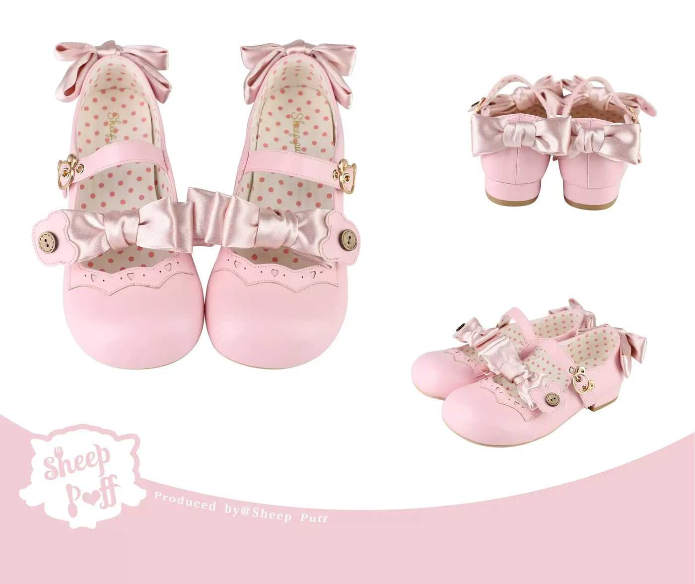 sheeppuff - Bear Room 1.0 - Bow Lolita Shoes with Bear Buckle - option image