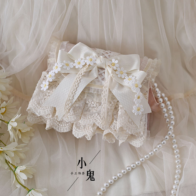 Original Lolita Forest Style Elegant Daisy Handbag - Pearl & Lace Chain Crossbody Bag