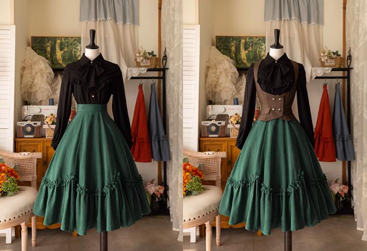 Forest Wardrobe - Forest Basket - Elegant Lolita Skirt Retro Classic Petal Swing Skirt