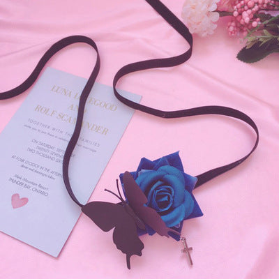 Lolita Single Eye Mask - Butterfly Rose Gothic Dark Style