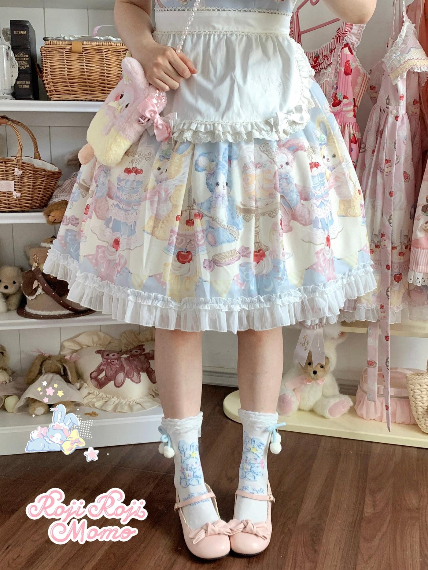 Roji Roji - Kawaii Lolita Mid-Calf Socks - Rabbit Print Socks