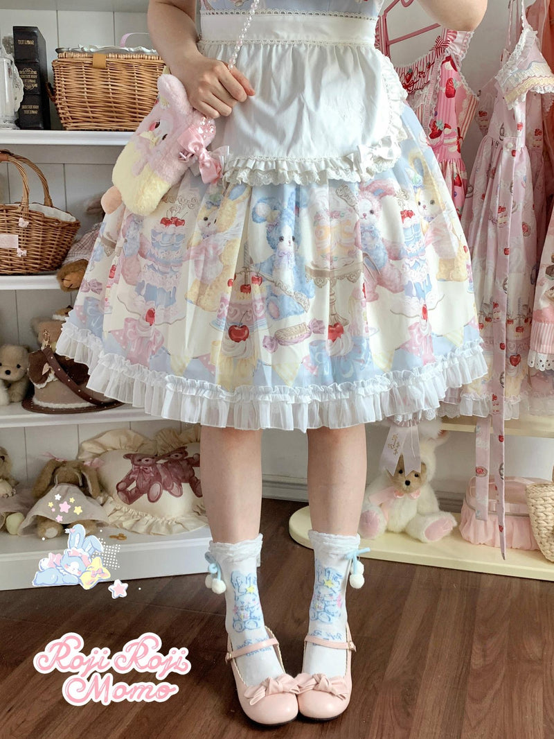 Roji Roji - Kawaii Lolita Mid-Calf Socks - Rabbit Print Socks