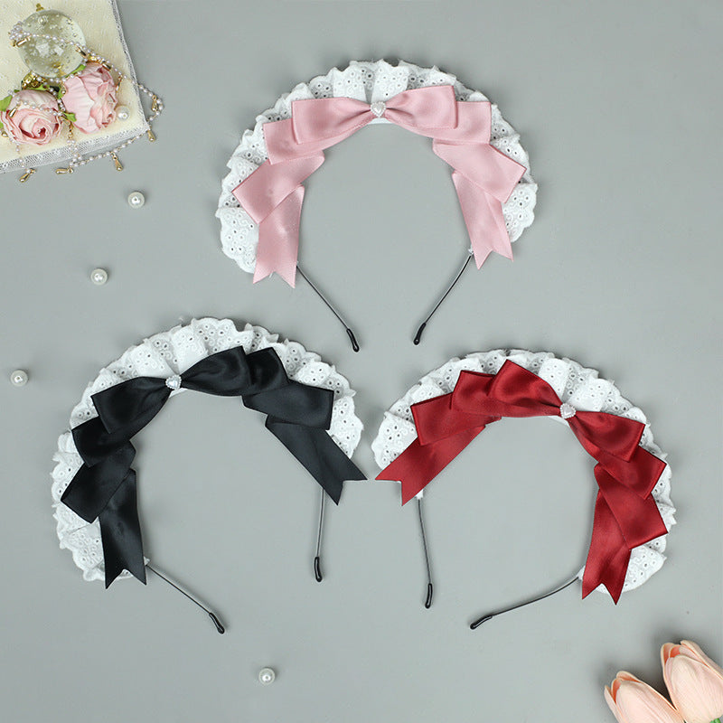 Anime Lolita Headwear - Lace Maid Bow Hairpin Cosplay Exhibition - Lolita Fetch