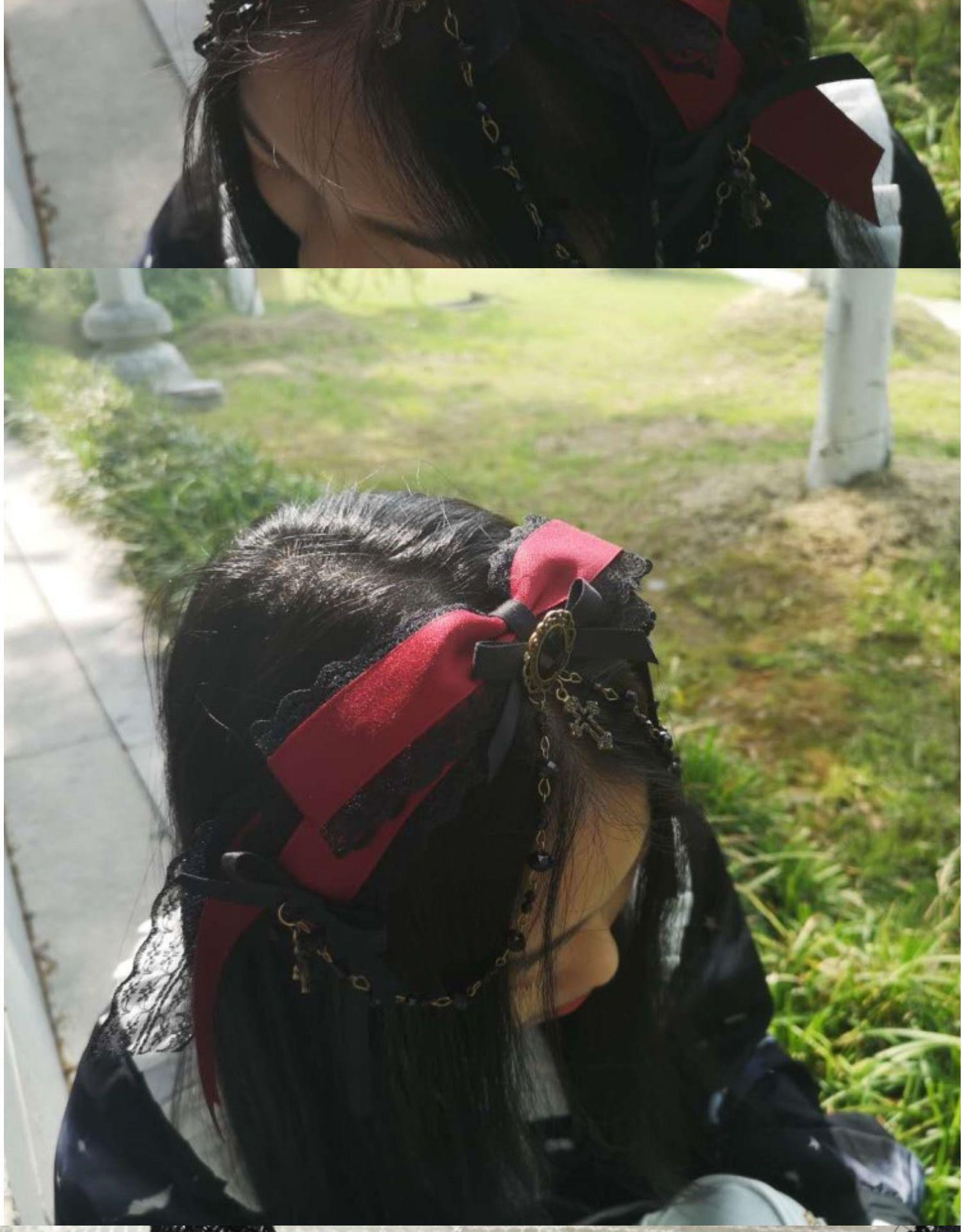 Castle Night Original Dark Wine Red Lolita Small Bow Hair Clip Lolita Hair Accessory Gothic Style KC