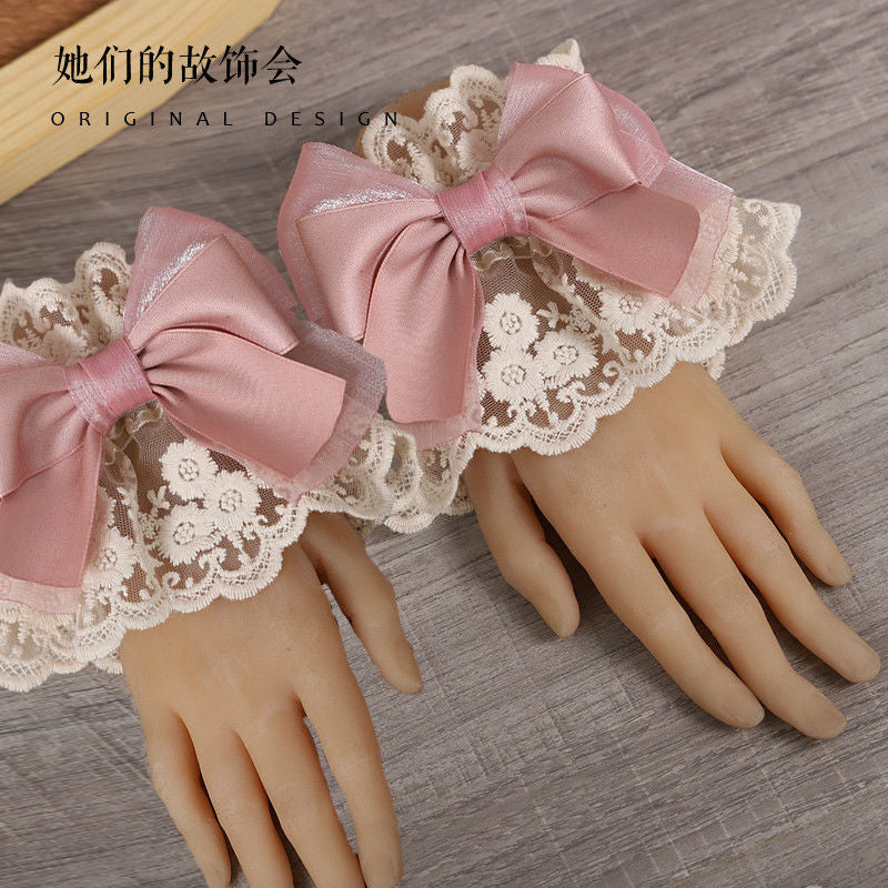 Lolita Hair Accessories Smoke Pink Bow Korean Pink KC Hairpin Hand Sleeve Hair Hoop Twin Rabbit Small Objects Lolita Headwear
