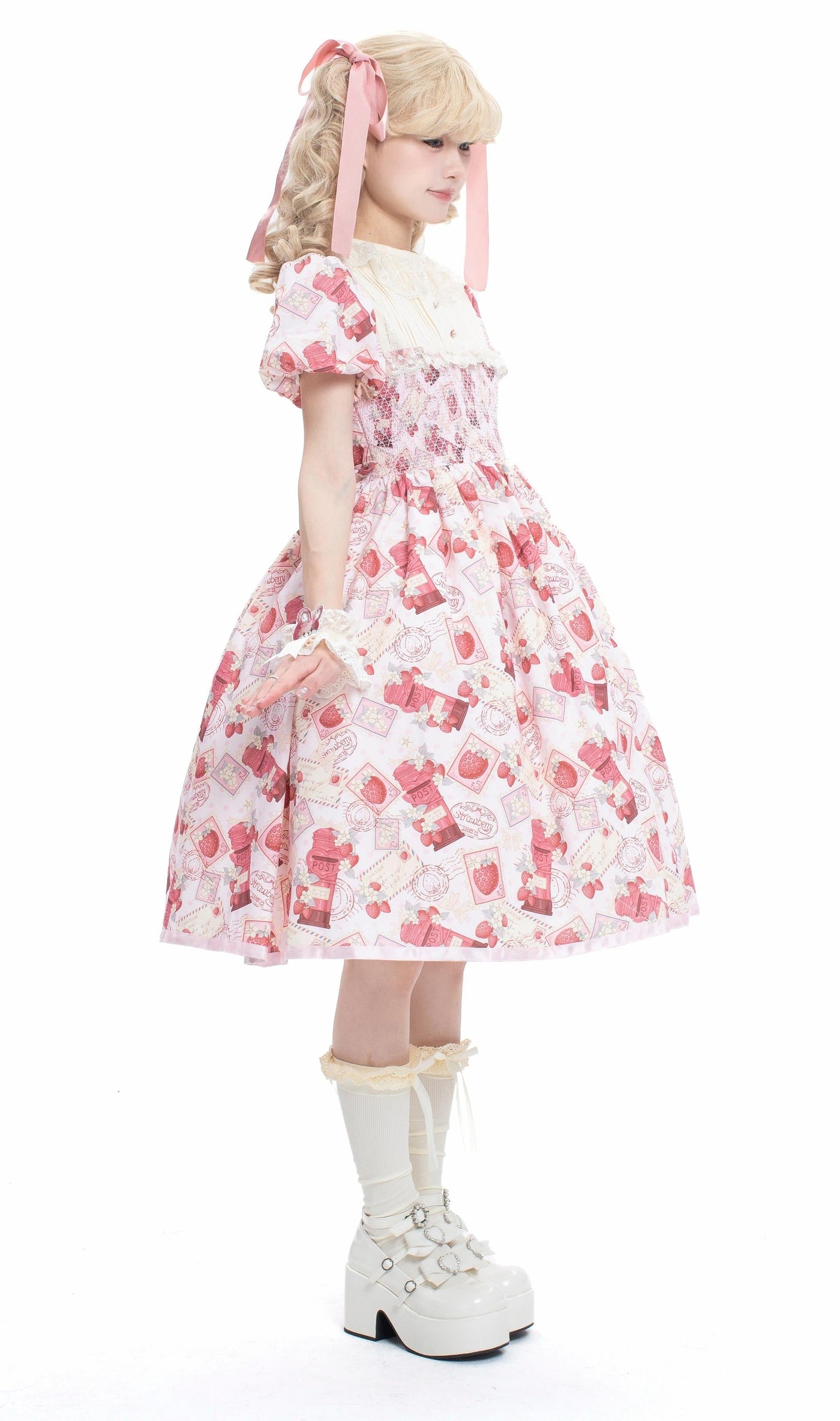 Strawberry Witch - Kawaii Lolita OP Dress - Strawberry Print OP Dress