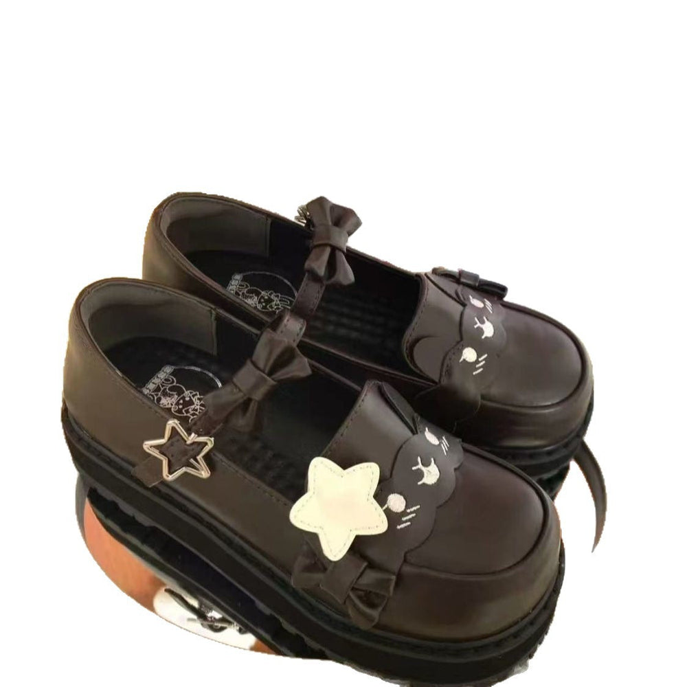 Sweet “Cocoa Rabbit” Strawberry Bunny Leather Shoes | Thick-Sole Round-Toe Niche Lolita & JK Uniform Shoes with Bow