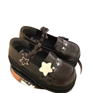 Sweet “Cocoa Rabbit” Strawberry Bunny Leather Shoes | Thick-Sole Round-Toe Niche Lolita & JK Uniform Shoes with Bow