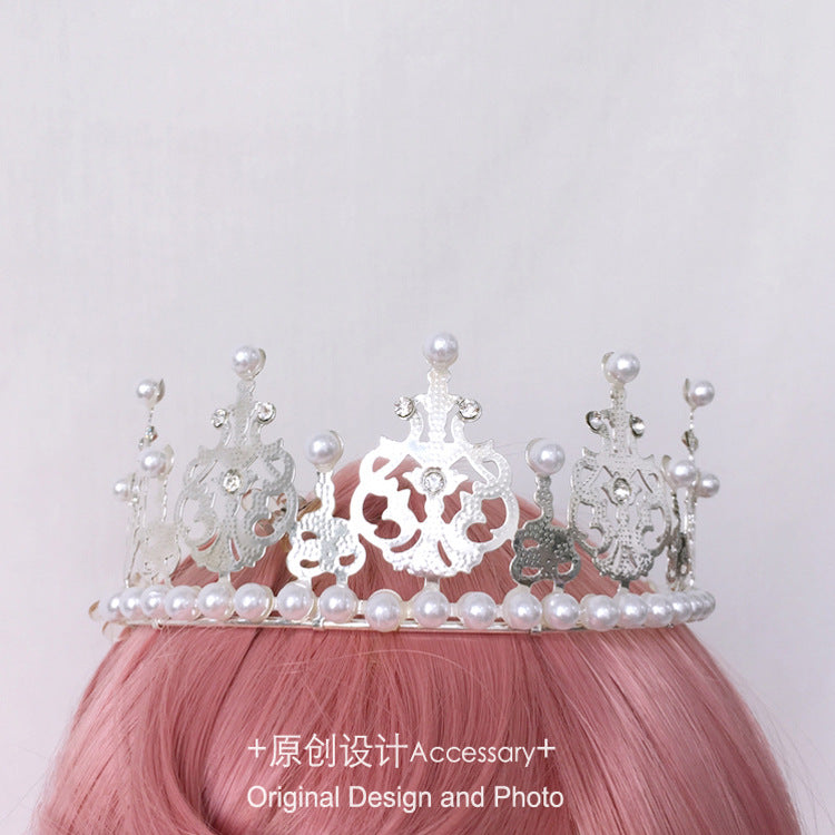 Lolita Girl Crown European Court Retro Pearl Butterfly Rhinestone Hair Crown Crown Tiara Headwear Collection