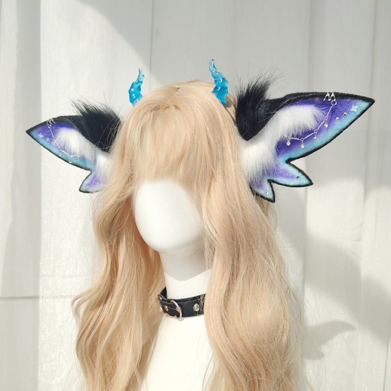 Demon Elf Butterfly Fantasy Headband - Halloween Plush Exaggerated Animal Ear