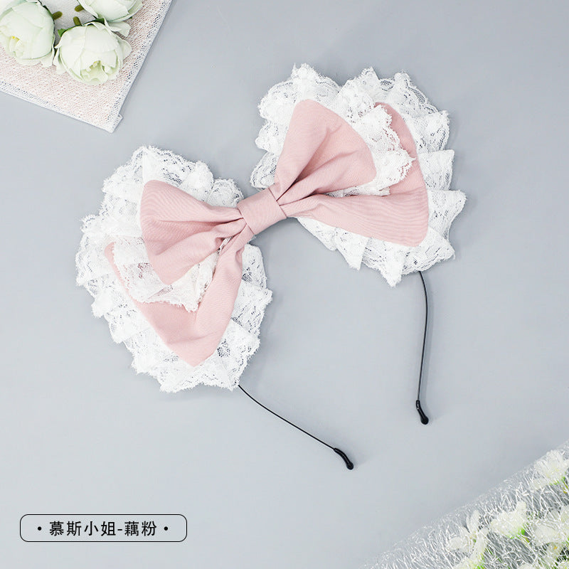 Handmade Small Hairpin Accessories Hair Ornament Bow Lolita Japanese Style Girl Hair Accessories Lace Edge Lolita Headband - Lolita Fetch