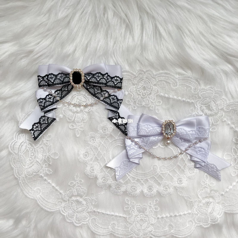 Handmade - Crystal Lace Bow - Clip, Brooch or Bag Charm - detail view 18