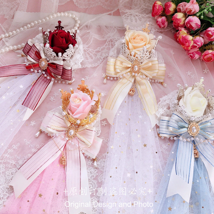 Christmas Lolita Crown Handmade Headpiece Gorgeous Hanamaru Shirayukihime Tea Party Lolita Hair Accessory Elegant Flower Bride