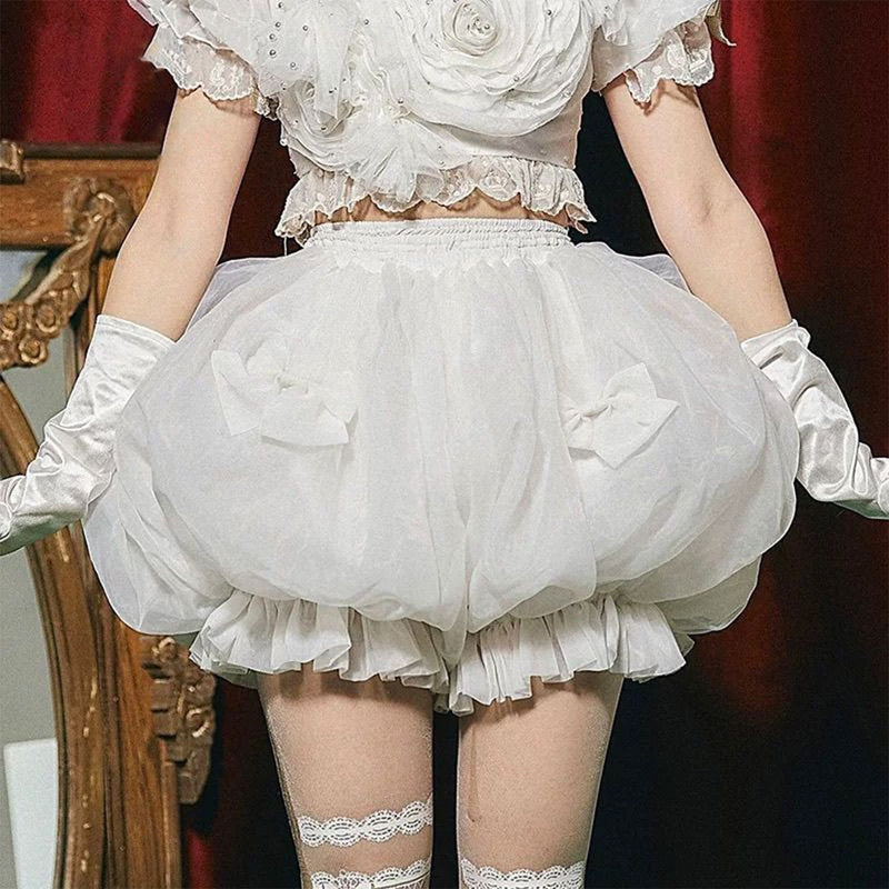 Cloud Puff Organza Lolita Bloomer Petticoat - white colour