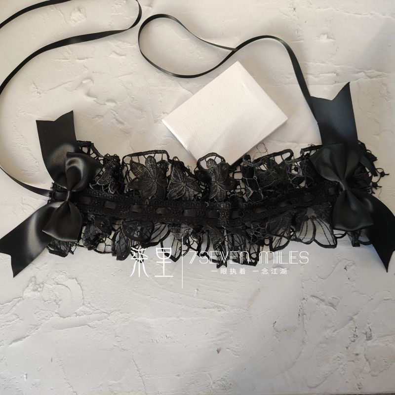 Handmade - Nightfall Retro Black Flower - black Lolita hair accessory