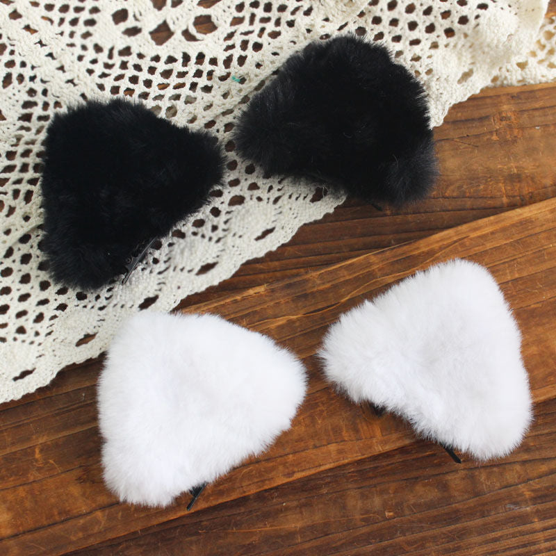 Fluffy Lolita Daily Hair Accessories Cat Ear Headwear Cute Plush Sweet Hair Clips for Women Lolita Side Clips