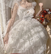 Sugar Girl - Moon Shadow Galaxy Dream - Western-Style JSK Dress with Moon and Galaxy Motifs - White Bride / S