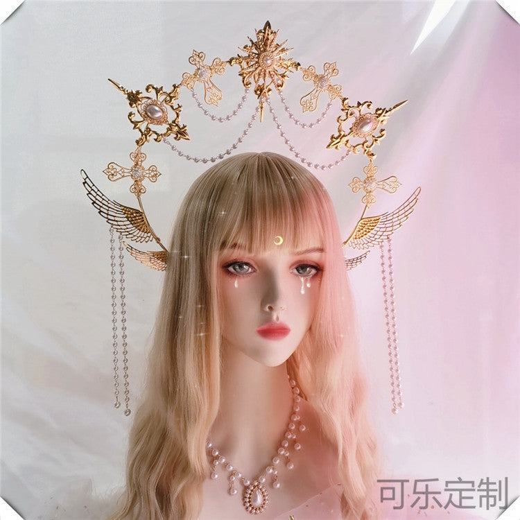 Original Lolita Virgin Mary Halo Apollo Sun Angel Headband - Church Hanfu Headwear | Exaggerated Photography Prop