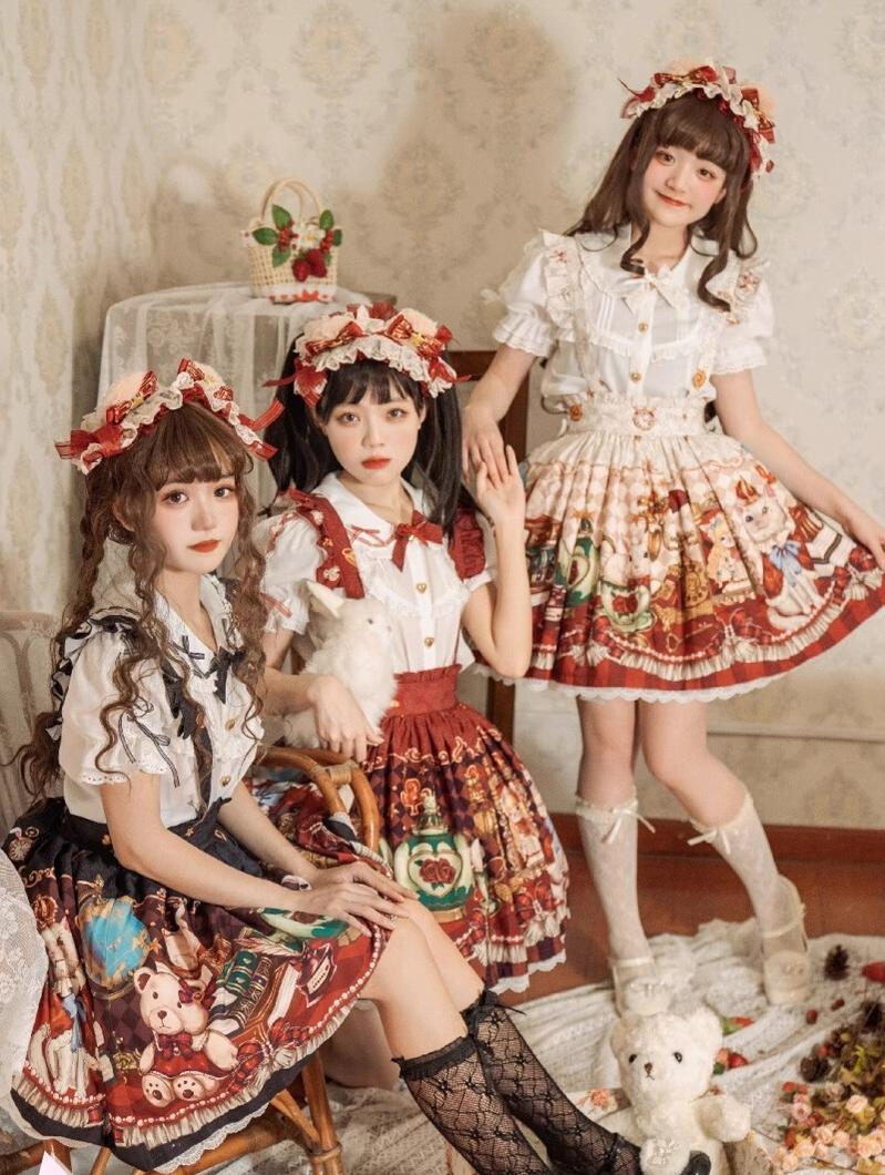 OCELOT - Crown Bear - Kawaii Lolita SK Daily Chiffon Skirt