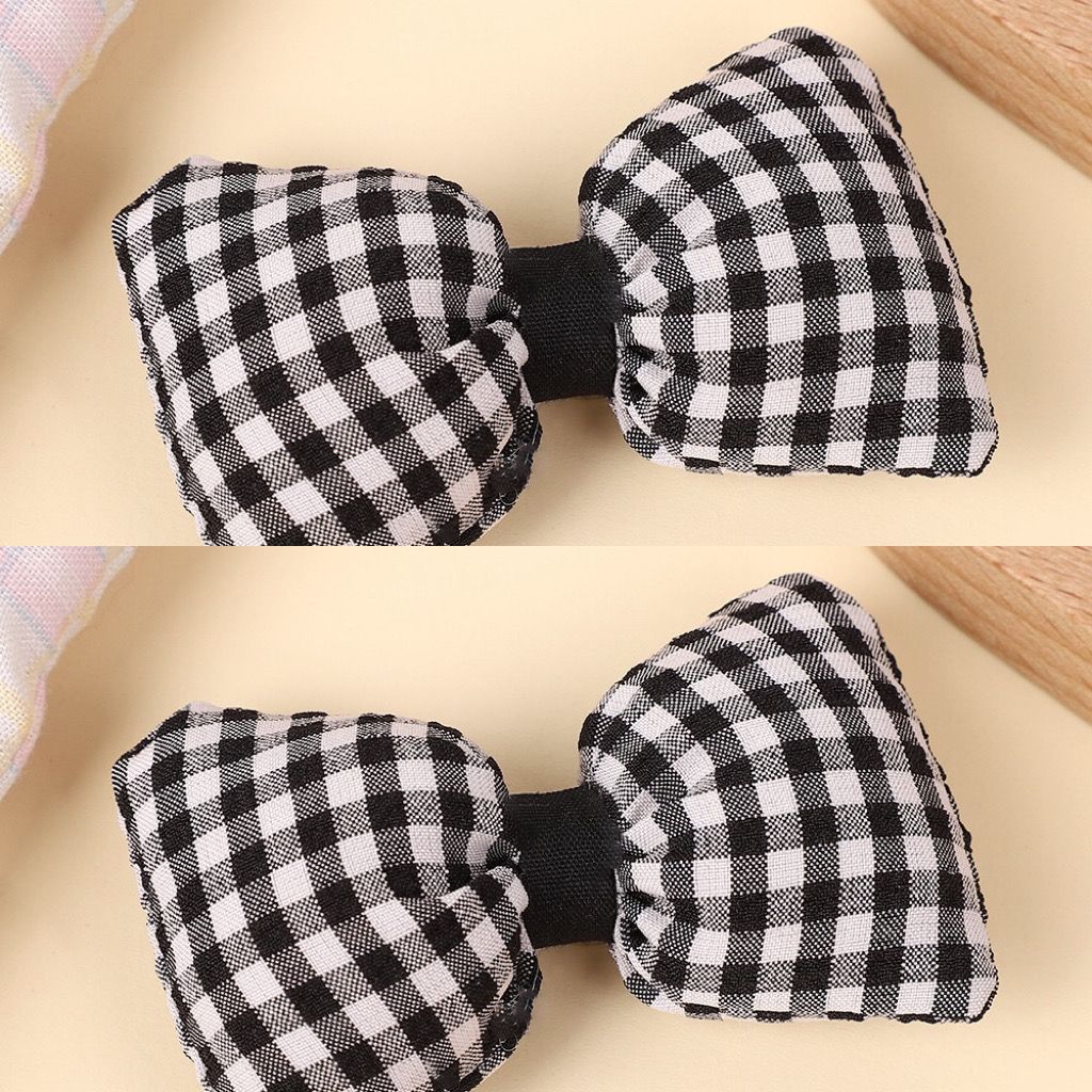 Handmade - Padded Gingham Bow - Brooch or Craft Accent - detail view 14