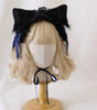 Schwarze Katzenohren + dunkelblaues Stirnband