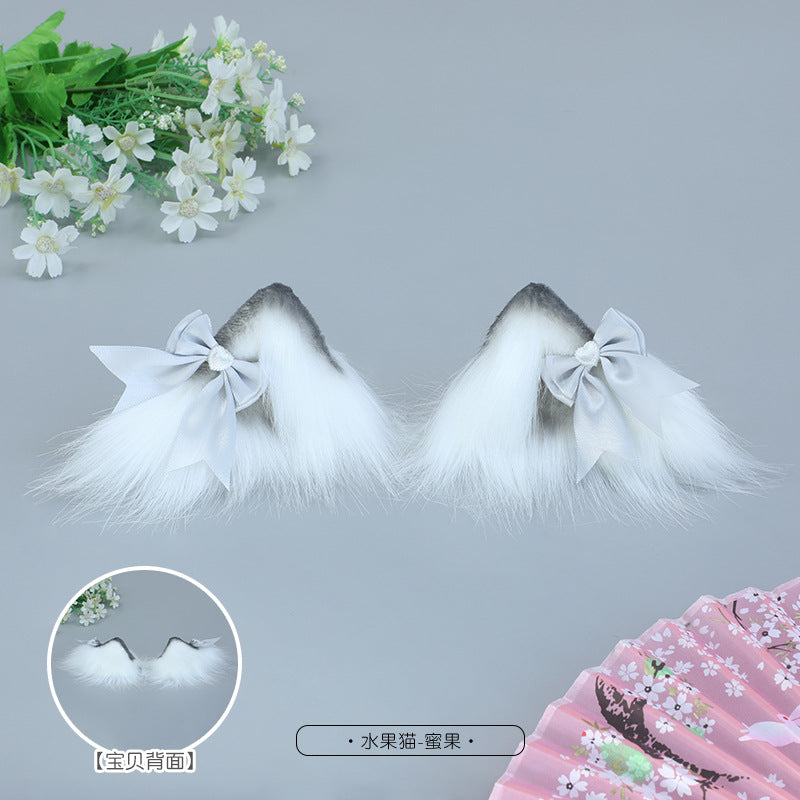Lolita Hair Accessories In Stock Plush Handmade Multiple Colors Available Party Fashion Accessories Cute Cat Ear Hair Clips