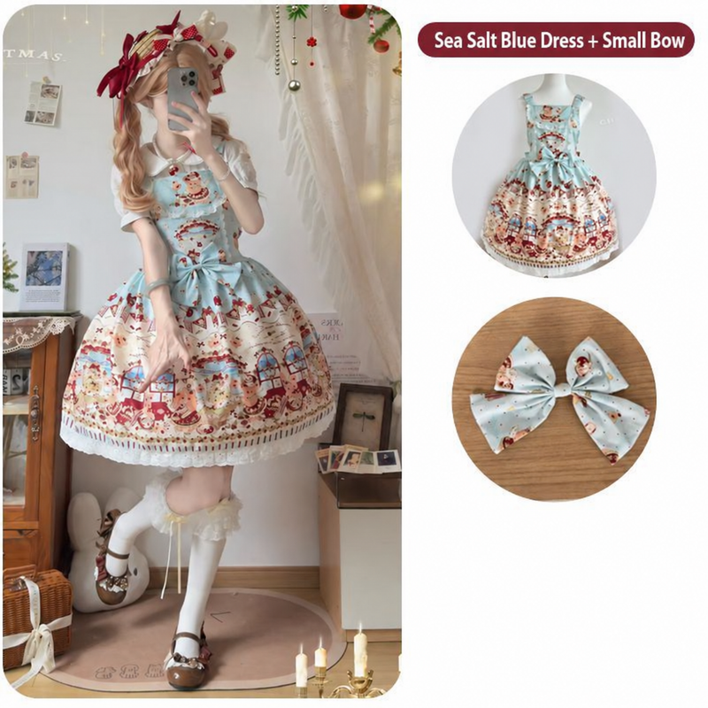 Sea Salt Blue Christmas Chapter JSK dress and matching small bow