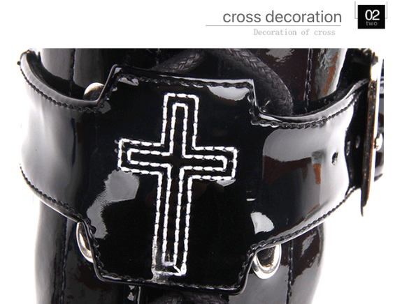 Angelic imprint - J-fashion Punk Lolita Classic Black - High Boots Shoes