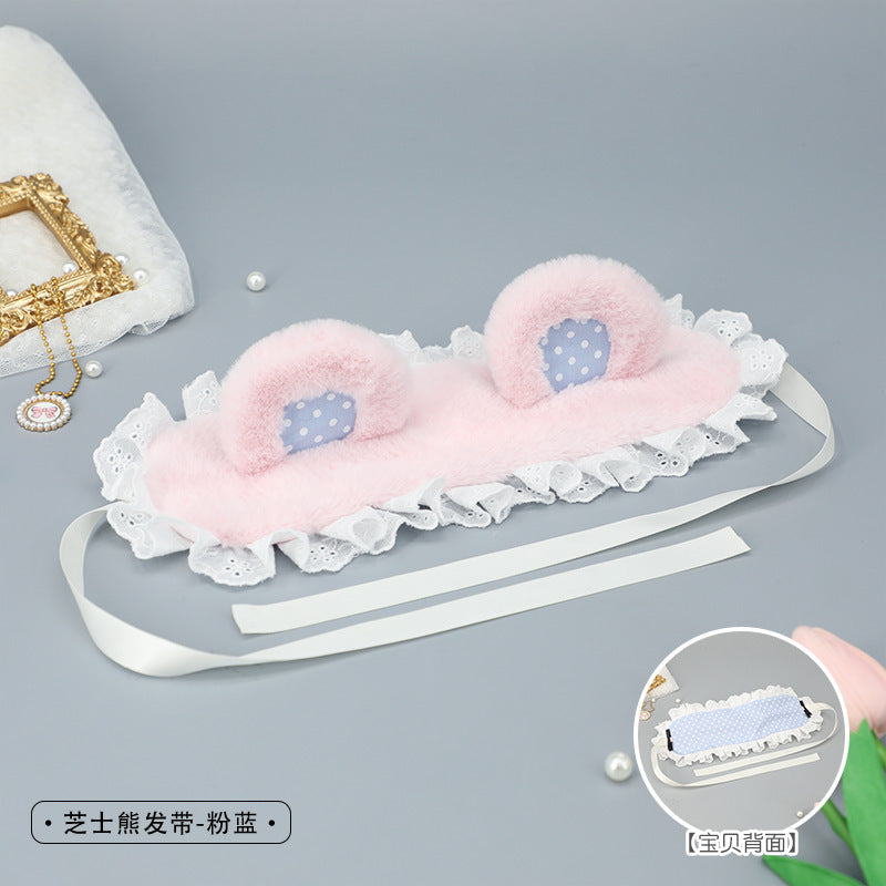 Handmade Plush Cat Ear Polka Dot Hair Accessories Sweet Cute Hair Clips Japanese Lolita Cat Ear Headband