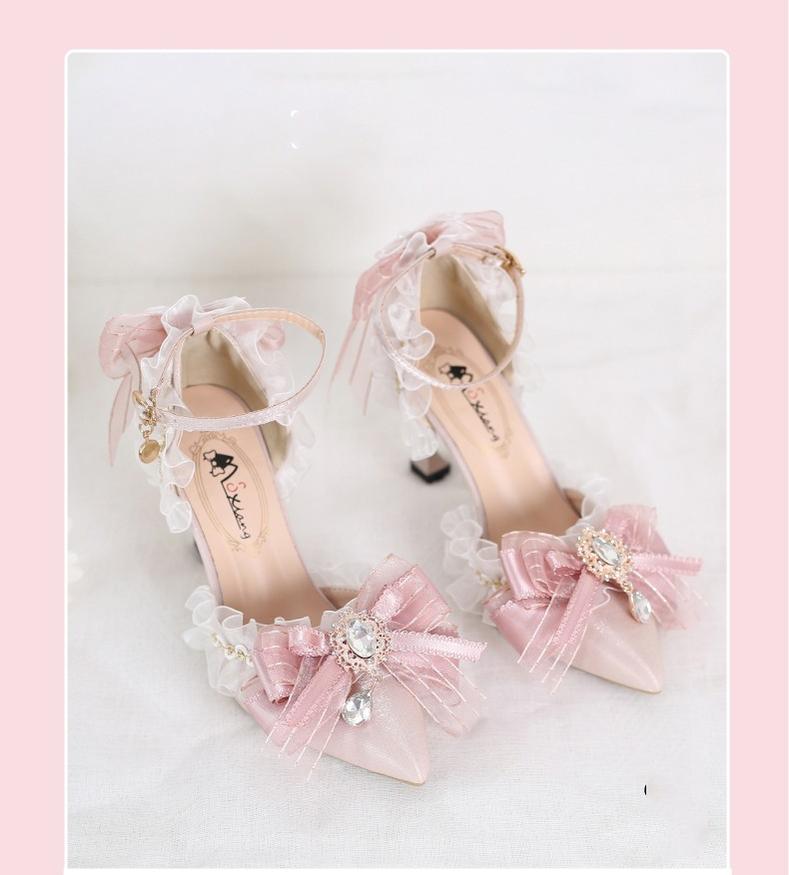Xiaogui - Wedding Lolita Pointed Toe High - Heels Shoes Shoes