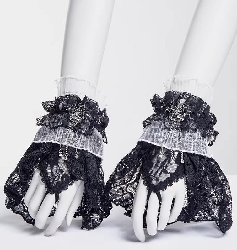 G.L.P - Crown Decoration - Gothic Lolita Lace Cuffs with Crown Details - product detail 3