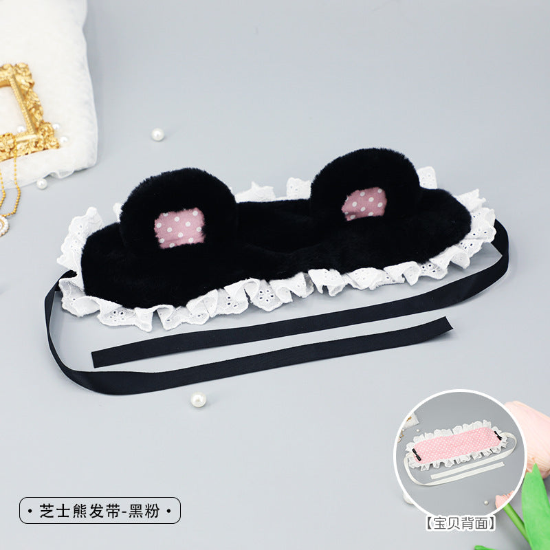 Handmade Plush Cat Ear Polka Dot Hair Accessories Sweet Cute Hair Clips Japanese Lolita Cat Ear Headband - Lolita Fetch