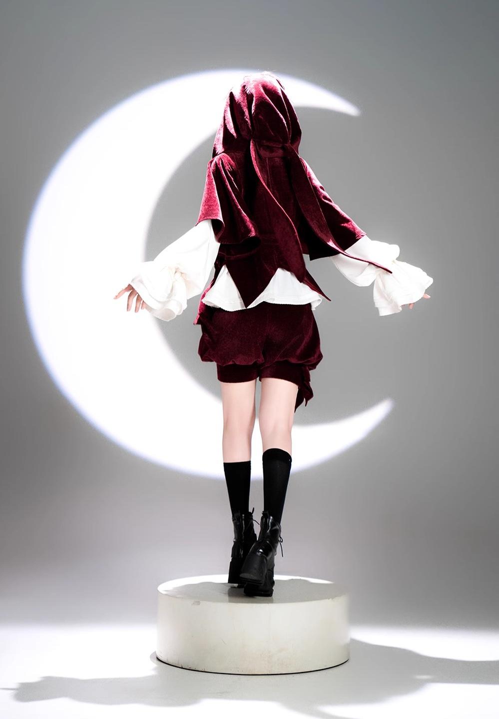 Princess Chronicles - Hunting Rabbit - Vintage Red Ouji Suit With Bunny Ear Hooded Jacket